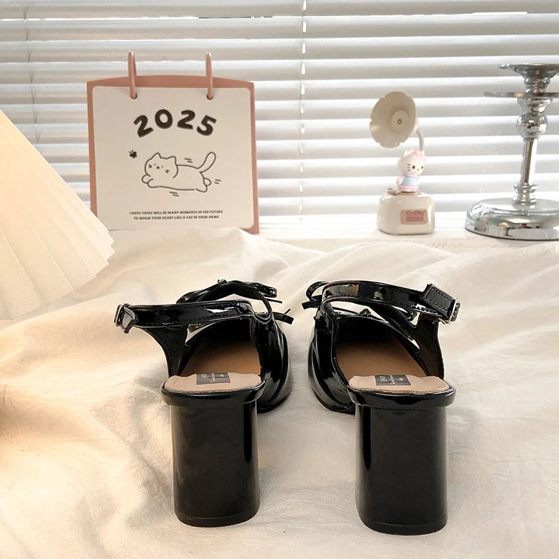 LIZAKOSHT  -  Summer Women's Shoes Chunky Sandals Female Heel Mary Jane Genuine Leather Retro Pumps 2025 Block African Lolita Closed Latest
