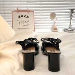 LIZAKOSHT  -  Summer Women's Shoes Chunky Sandals Female Heel Mary Jane Genuine Leather Retro Pumps 2025 Block African Lolita Closed Latest
