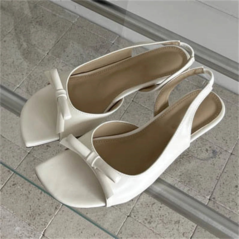 LIZAKOSHT  -  Fashion Elegant Square Toe Butterfly Knot Women Sandals Summer Thin Low Heels Banquet Dress Casual Shoes