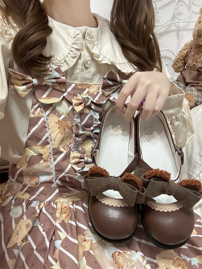 LIZAKOSHT  -  Original Autumn/winter New Bear Cub Cute Lo Shoes Japanese Sweet Student Lolita Single Shoe Big Toe Doll Shoes