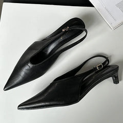 LIZAKOSHT  -  SEXY Pointed Toe Low Heels Sandals Women Fashion Shallow Elegant Slingback Sandal Female Summer Designer Dress Mules Pumps Women