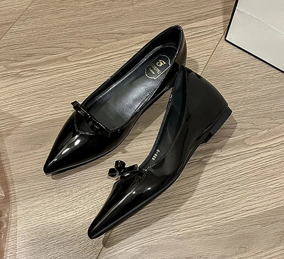 LIZAKOSHT  -  Elegant Ladies Pointed Toe Flats Bowtie Wedges Shoes Woman High Increase Dress Slip On Ballets Princess Ladies Party Bridal Shoe