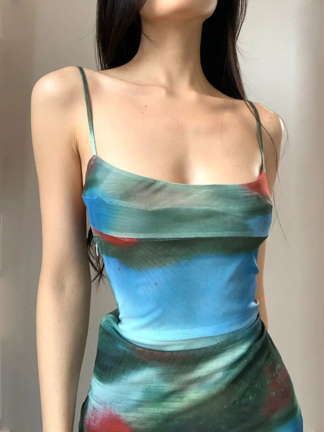LIZAKOSHT  -  French Retro Dress Figure-hugging Tie-dye Halter Dress Slimming Women Seaside Vacation Fashionable Sexy Stylish Women's Clothing