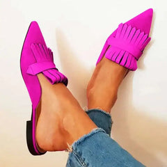 LIZAKOSHT  -  Women Slippers Mules Shoes Flat Heels Pointed Toe Shoes Casual Slides Women's Shoes
