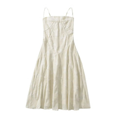 LIZAKOSHT  -  Vintage Floral Burn-out Strap Dress for Women Robe Back Lace Up Sexy Backless Sleeveless Slim Long Dresses Party Summer
