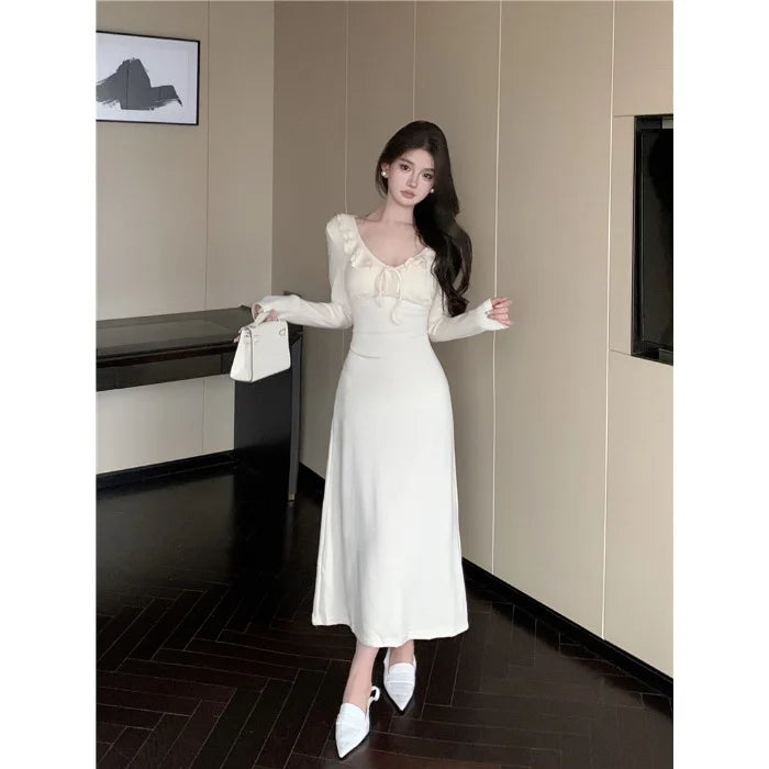 LIZAKOSHT  -  New Knitted Hip-pack Dress for Women's Skirt for Autumn and Winter Ruffle Straps Base