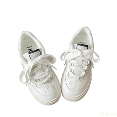 LIZAKOSHT  -  Retro thick soled white shoes for women's spring summer new round toe casual lace up simple comfortable women's board shoes