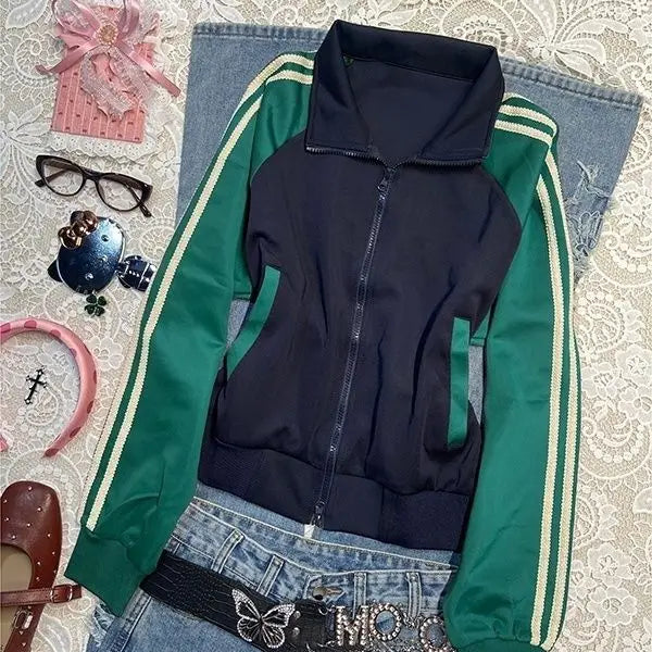 LIZAKOSHT  -  90s Sweatshirt Y2k Polo Baseball Jersey Goth Punk Vintage Harajuku Women Slim Coat Hot Girl Jacket Winter Grunge Emo Hoodie Chic