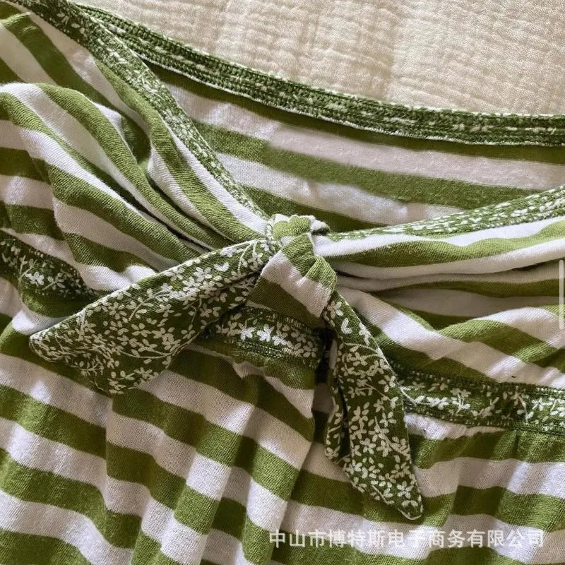 LIZAKOSHT  -  Y2k Clothes T Shirt for Women Japanese Style Vintage Sexy Ropa De Mujer Spring Summer Stripes Bows Short T-shirts