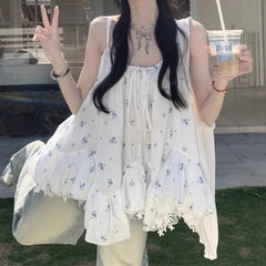 LIZAKOSHT  -  Lace Patchwork Floral Camisole Vest for Women in Summer, Gentle and Loose, Sleeveless Design Top for Wearing Outside
