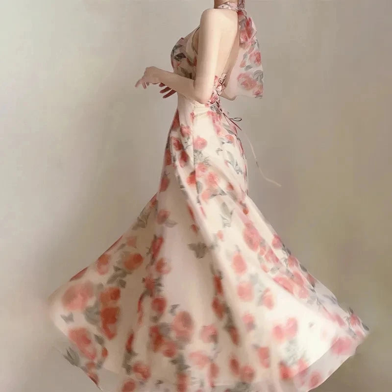 LIZAKOSHT  -  Long Dresses Womens Clothing French Elegant Party Dressess Female 2025 Summer New Fashion Versatile Beach Style Evening Dresses