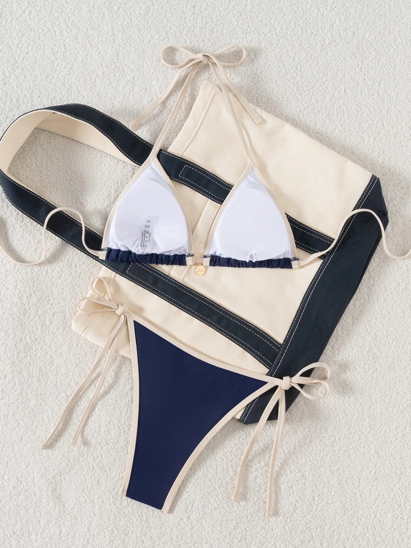 LIZAKOSHT  -  Summer Sexy Beach Outfit With Backless Lace Up Swimsuit, Bright Thong, Side Tie Bikini Beach Outfit Suitable For Women