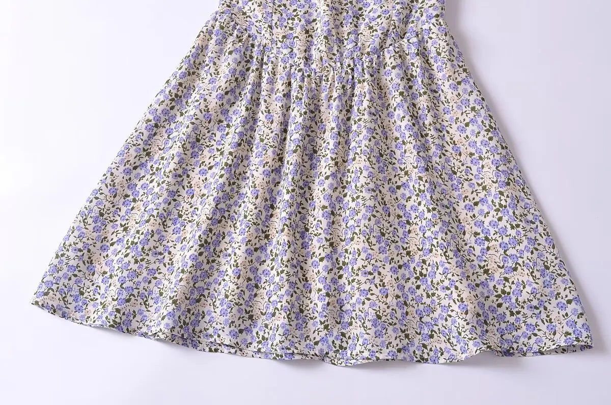 LIZAKOSHT  -  European and American Style Women's New Floral Print Heart-shaped Collar Waist Slim Strap Dress