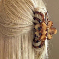 LIZAKOSHT  -  1PC Large 13CM Lazy Wind Temperament Grab Clip Summer Hair Volume More Translucent Curry Color System Plate Hair Clip Shark Clip