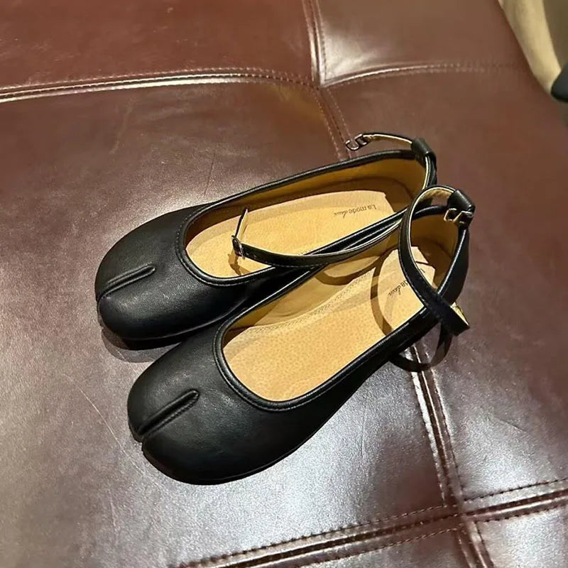 LIZAKOSHT  -  Fashion Split Toe Women Flat Mary Jane Shoes Casual Tabi Ninja Ballet Ladies Slip On Loafer Soft Ballerina Comfort Moccasin
