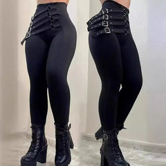 LIZAKOSHT  -  High Waist Buckle Slim Pants Women Tights Pencil Pants Leggings Jumpsuit Spring Summer