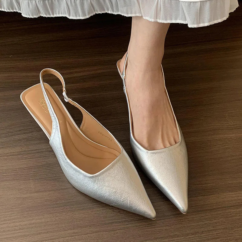 LIZAKOSHT  -  Summer New Brand Women Sandal Fashion Pointed Toe Sahllow Slip On Ladies Elegant Slingback Shoes Thin High Pumps New Woman