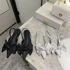 LIZAKOSHT -  New Fashion Shallow Mouth Toe Cap Toe Bow Korean Version Flat Sandals Back Empty Women's Shoes