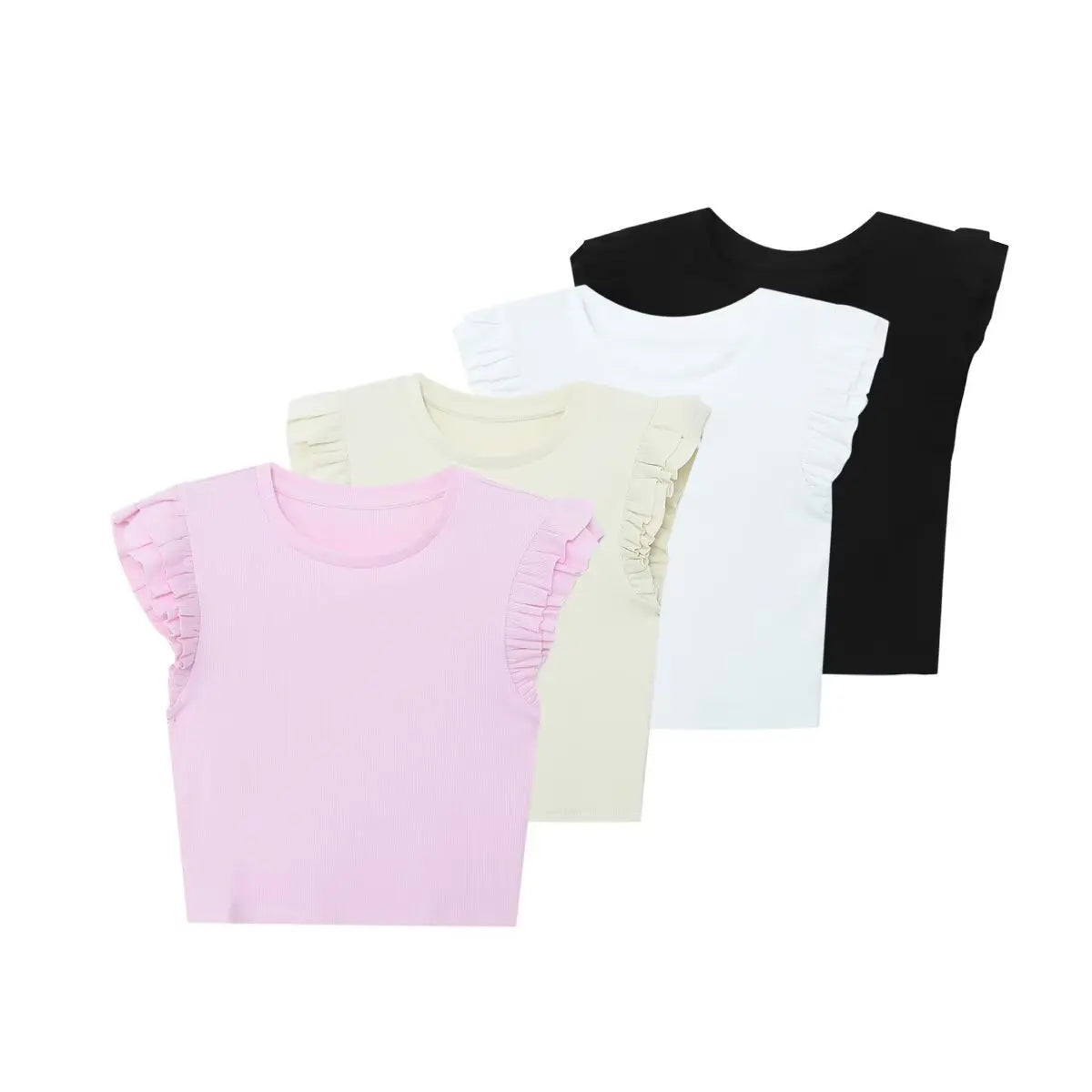 LIZAKOSHT  -  Y2K Woman 2025 Shirts Tops Ruffles Sleeve Cropped T-Shirts Summer Knitted Y2K Top Fashion Tight New Ladies Tops And Blouses