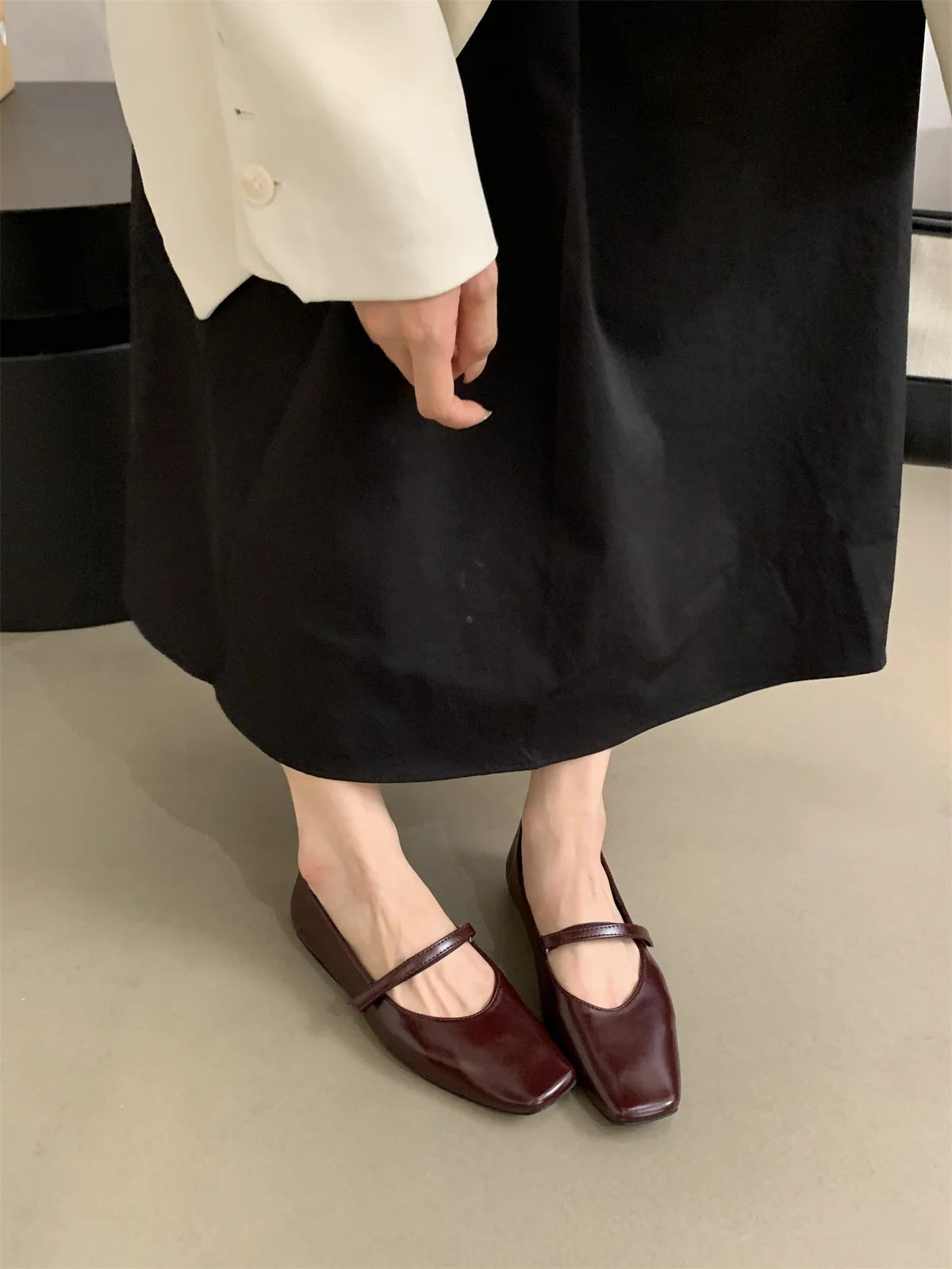 LIZAKOSHT  -  Autumn Women Flat Shoes Fashion Shallow Ladies Mary Jane Shoes Square Toe Soft Flat Heel Outdoor Casual Ballerina New Shoes