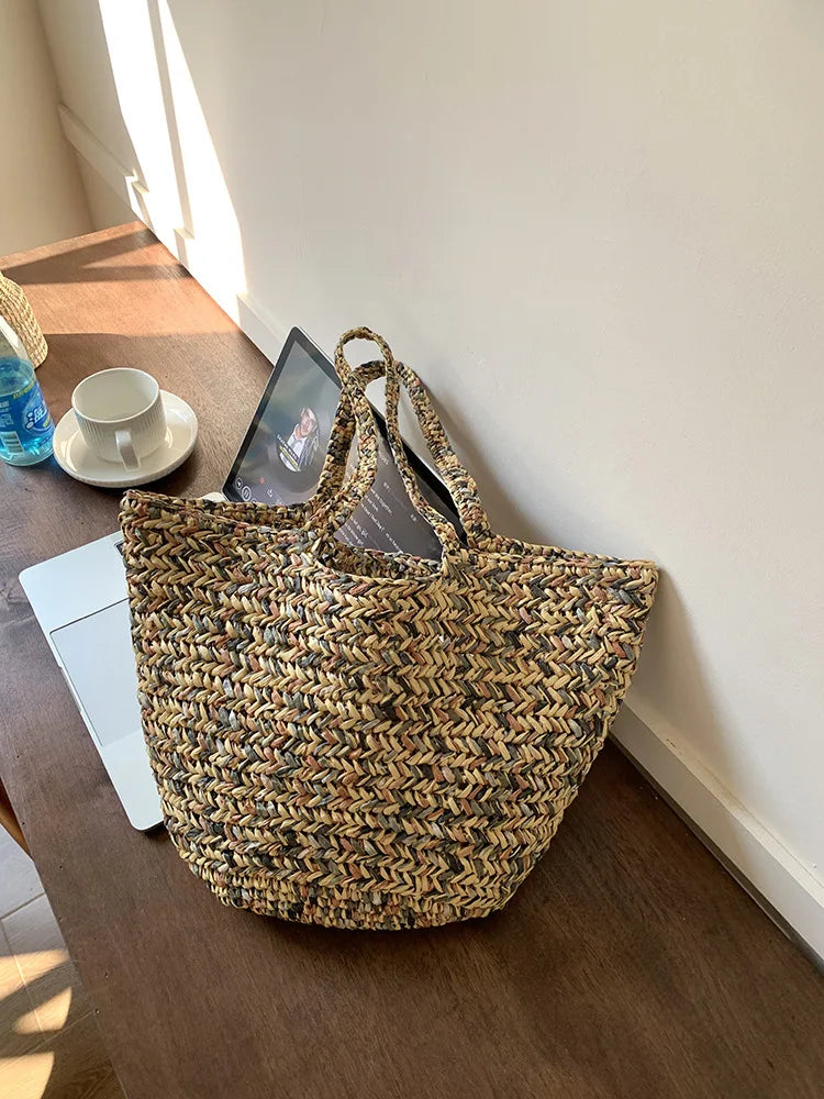 LIZAKOSHT  -  Fashion Summer Handmade Straw Shoulder Bag Large Capacity Woven Tote Beach Bags For Women