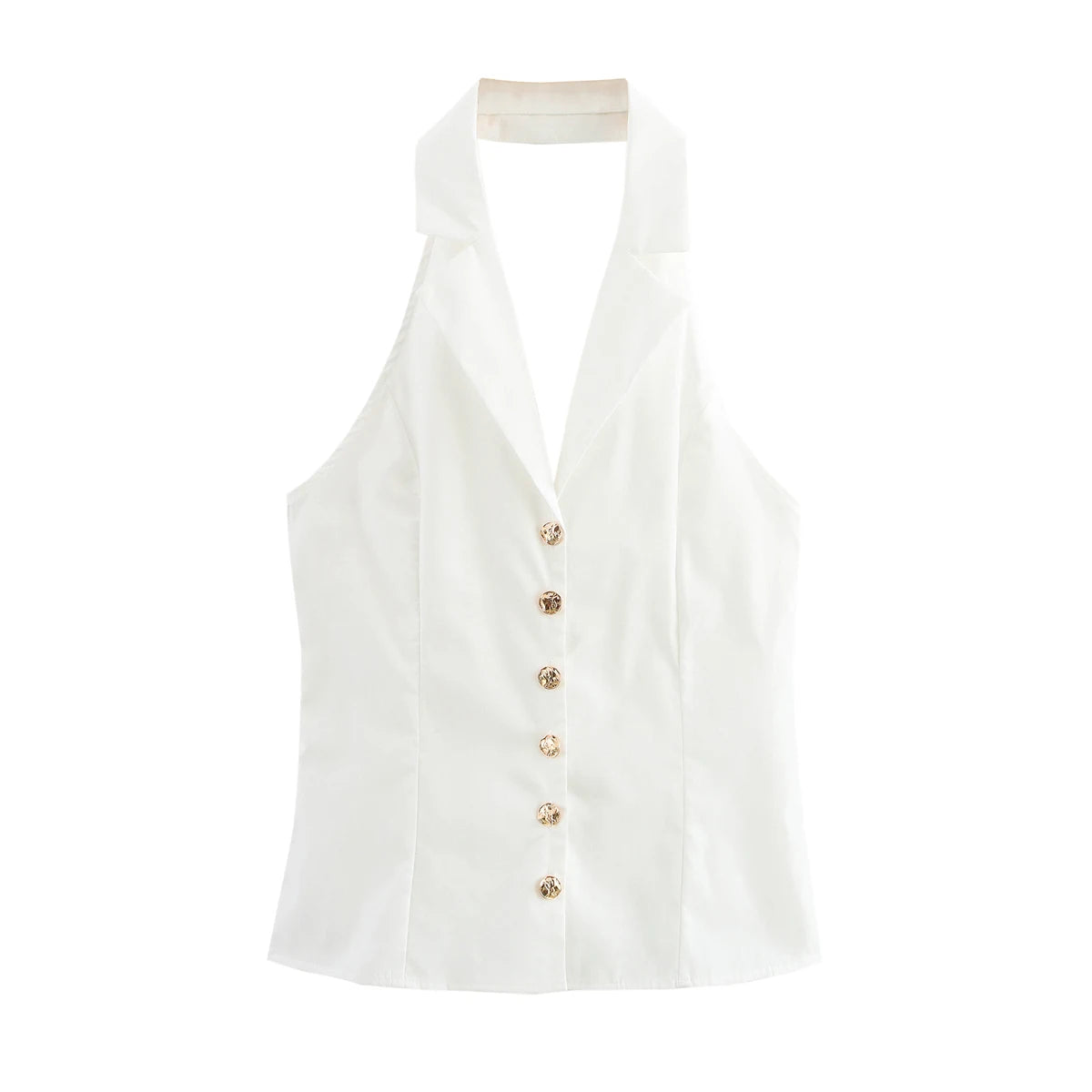 LIZAKOSHT  -  White Retro Neck Vest Sweet and Lovely Fairy Core Sexy Slim Navel Top 2025 Summer New Sleeveless Navel Top Women's Dress
