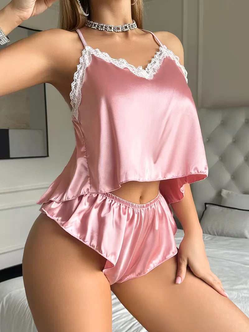 LIZAKOSHT  -  Ice Silk Sexy Pajamas Summer Fashion Suspenders Women's Pajamas New Suspenders Backless V-collar Loungewear