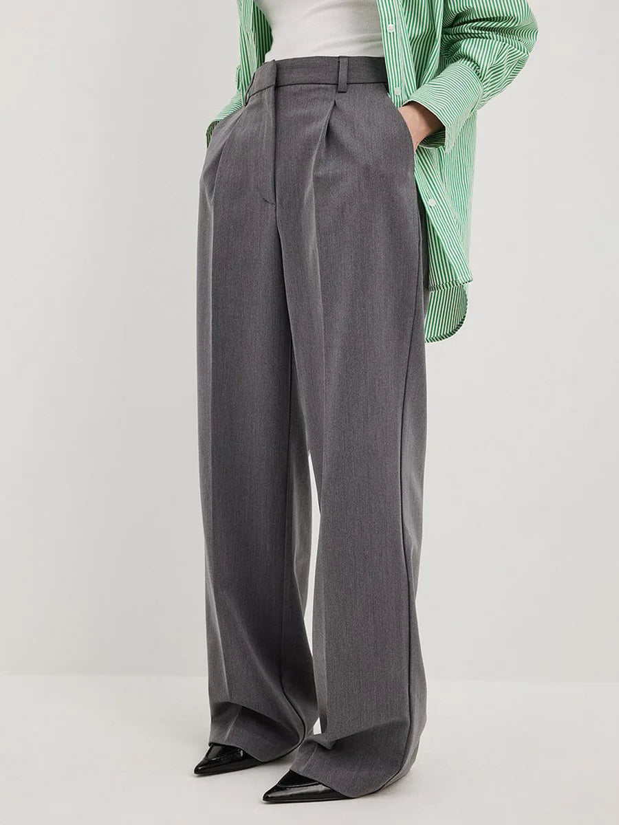 LIZAKOSHT  -  Women's Spring Summer New Loose Wide-Leg Suit Pants Elegant Office Classic Straight-Leg High-Waist Suit Trousers
