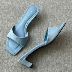 LIZAKOSHT  -  New Fashion Open Toe Women Slippers Summer Square Low Heels Casual Party Dress Slides Ladies Shoes