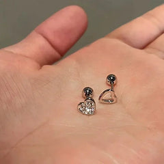 LIZAKOSHT  -  Punk Zircon Heart Earrings Women Irregular Hollowed Ear Studs Love Minimalist Earring Sweet Girls Jewelry Accessories