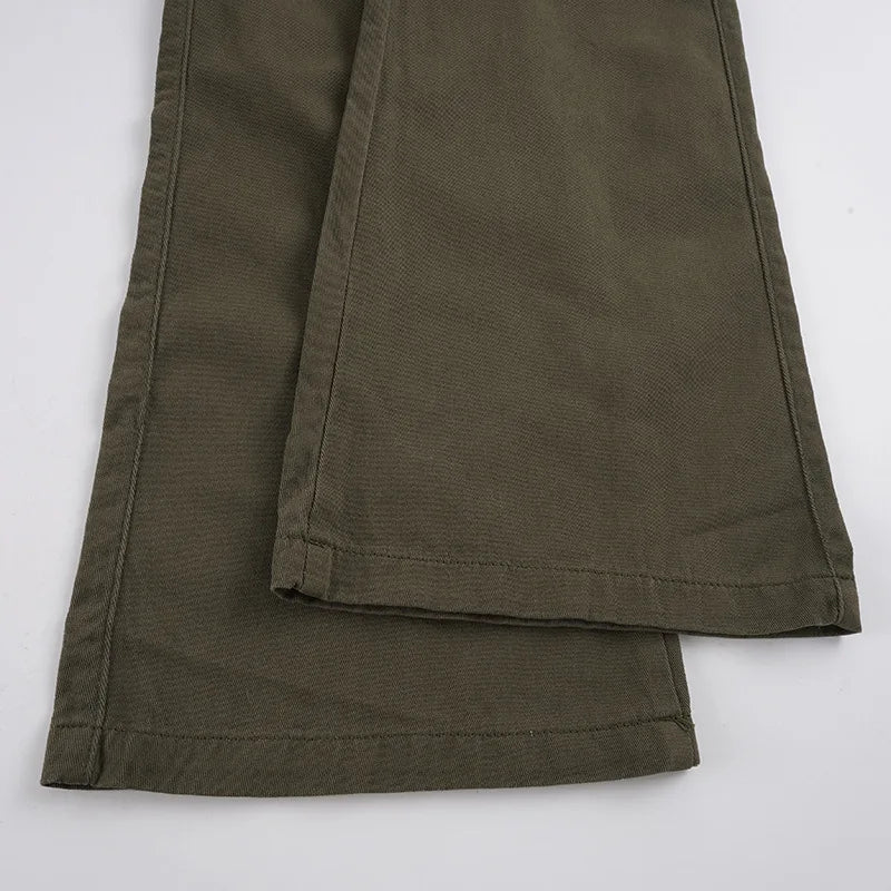 LIZAKOSHT  -  Vintage Low Rise Cargo Flare Pants Multi Pocket Streetwear Trousers