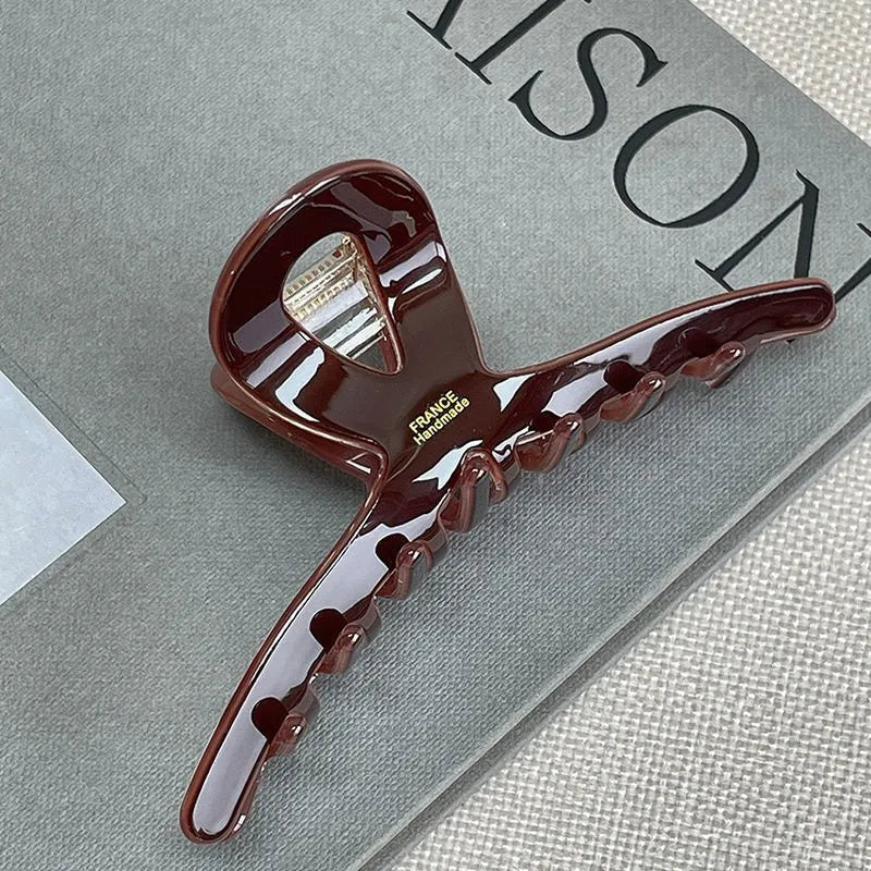 LIZAKOSHT  -  1PC Chocolate, Acetate, Grab Clip, Hair Clip, Female, Back of Head, Hair Grip, Premium, Shark, High Quality, Four Seasons