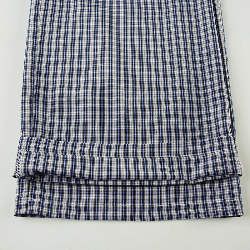 LIZAKOSHT  -  Spring New Product Simple and Personalized Waist Collection Color blocked Grid Design Wide Legs Comfortable Pants