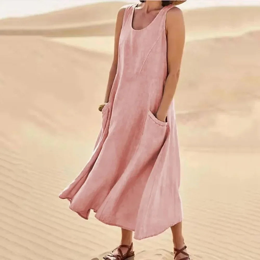 LIZAKOSHT  -  Women Clothing Streetwear Vestido De Festa Vintage Summer Dress for Women Long Dress Loose Fashion Clothes Casual Elegant