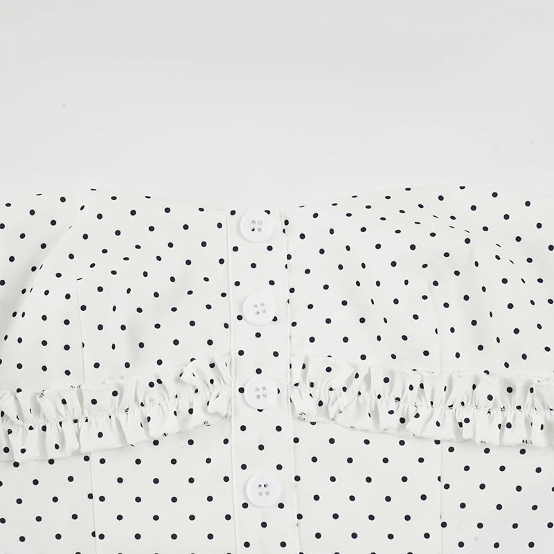 LIZAKOSHT  -  Chic Polka Dots Printed 2-Piece Pant Sets Low Waist Straight Leg Trousers &Sleeveless Strapless Y2K Tank Top Women Sets