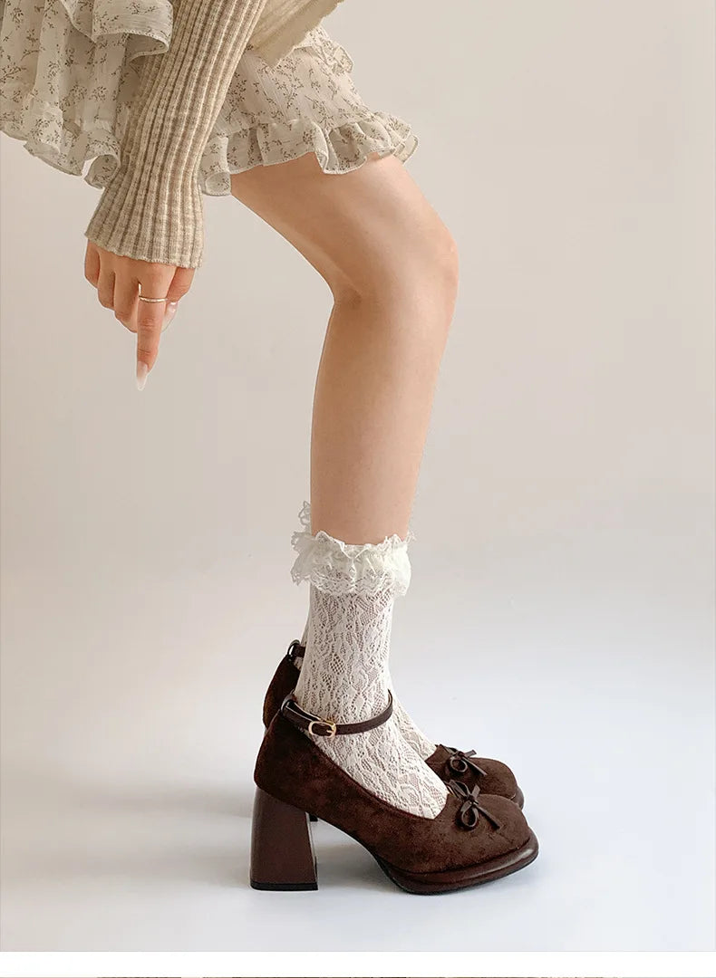 LIZAKOSHT  -  Black square head thick heel high heels women's summer new versatile skirt Mary Jane single shoes