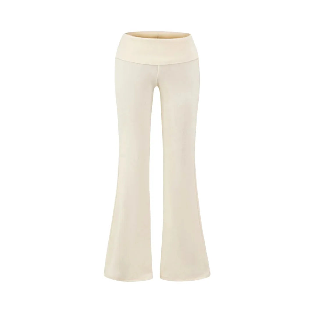 LIZAKOSHT  -  Women Folded  Low Waist  Cotton Jersey Foldover Pant Soot