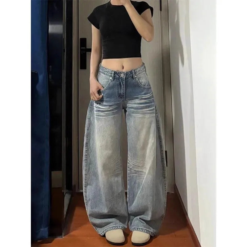 LIZAKOSHT  -  Y2k Jeans Womens Jeans Vintage Distressed Denim Low Waist Relaxed Fit Wide Leg Trousers Spring Summer Casual Oversized Pants
