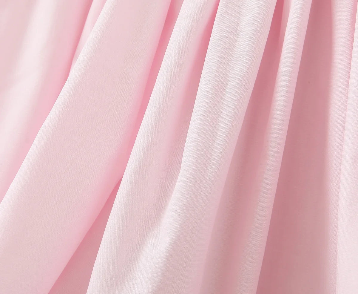 LIZAKOSHT  -  Summer Women Pink Bow Ruched Chest Corset Style Sling Dress Front Buttons Pleated Low Waist Ball Gown Swing Short Dresses Robe