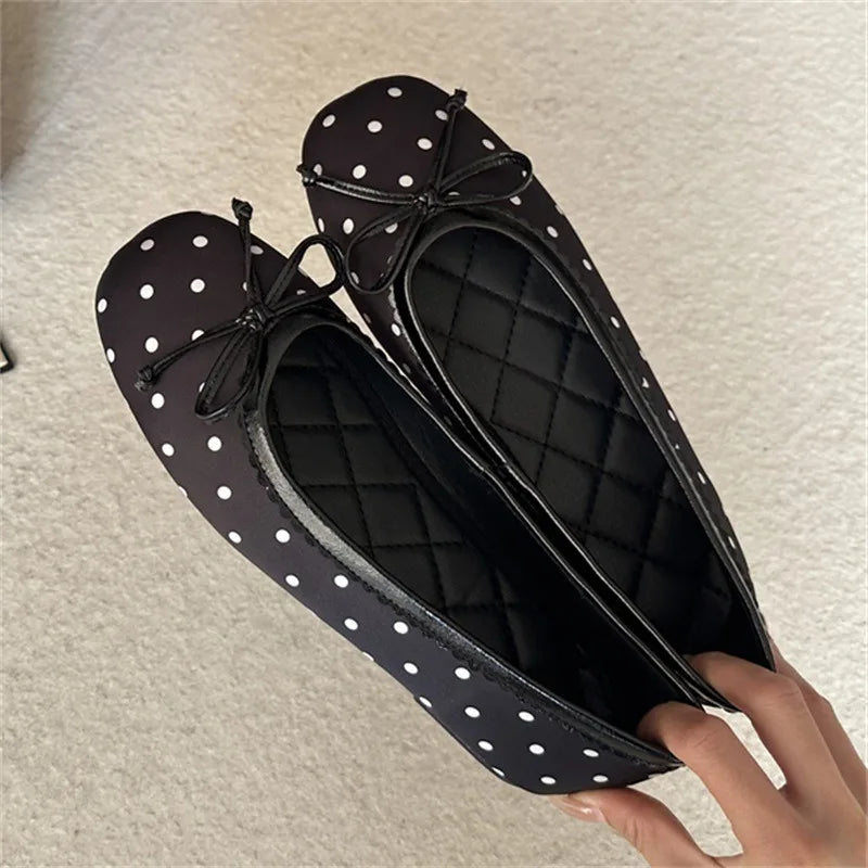 LIZAKOSHT  -  New Design Polka Dot Butterfly-kont Flats Heels Women Sandals Fashion Round Toe Daily Banquet Party Shoes