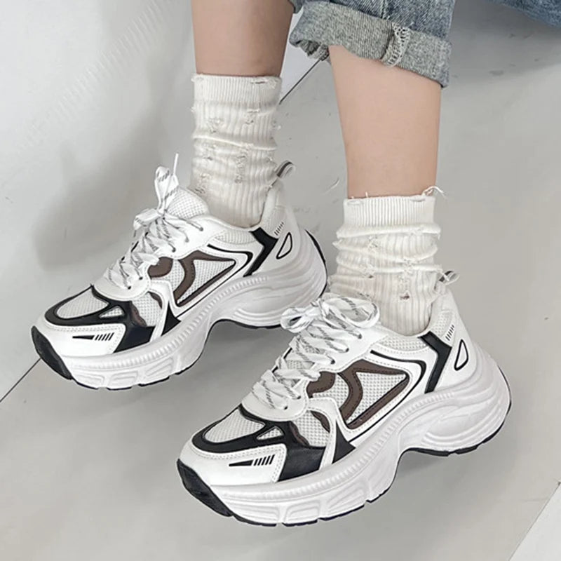 LIZAKOSHT  -  Women's Platform Mesh Sports Shoes Fashion Breathable Walking Chunky Sneakers Woman Thick Sole Non Slip Lace Up Running Shoes