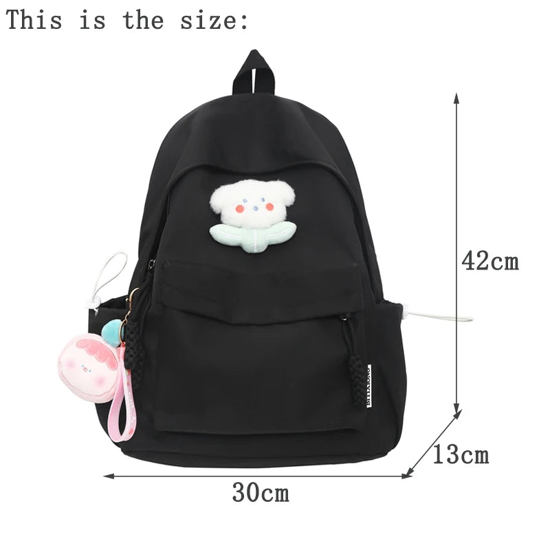 LIZAKOSHT  -  Cute Waterproof Solid Color Nylon Women Backpack College Style Travel Rucksack School Bags for Teenage Girl Boys New