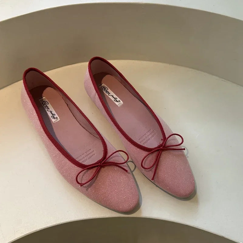 LIZAKOSHT  -  Spring Autumn Fashion Flat Mary Jane Shoes Women Bow Shallow Soft Sole Round Toe Dress Designer Ballet Shoes Zapatos De Mujer