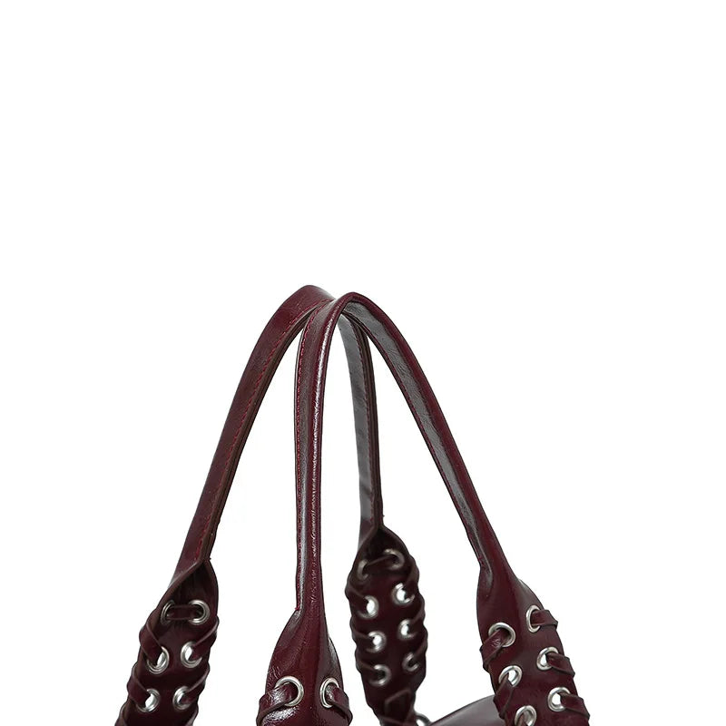 LIZAKOSHT  -  Vintage Rivet Braided Rope Handbag Women Large Capacity Motorcycle Style Bag Ladies Harajuku Hot Girl Tassel Y2k Crossbody Bags
