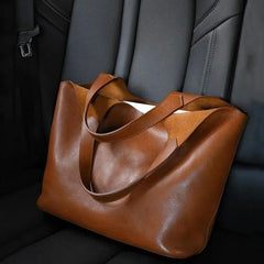 LIZAKOSHT  -  Brown Soft Leather Large Capacity Tote Bag Women's New Luxury Matte High-End Feeling Lady Handbag and Purse Bolsa Feminina