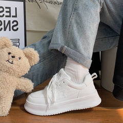LIZAKOSHT  -  Shoes Womens Sneakers Platform Roses Thick Sole  Casual Fashion Leisure Basic Flock Lace-Up Solid Shallow Rubber Round Toe