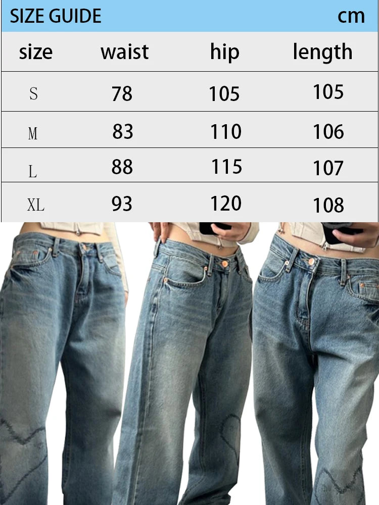 LIZAKOSHT  -  Printed Straight-leg Jeans For Women In Spring, High-waisted And Slim, wide-leg Printed Retro Loose Jeans For Women