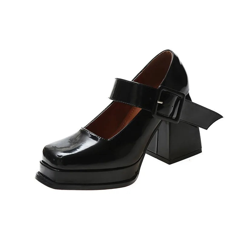 LIZAKOSHT  -  New Retro Mary Jane High Heels Women Shoes Fashion Chunky Heel Pumps Platform Ankle Buckle Japanese Uniform Ladies Shoes