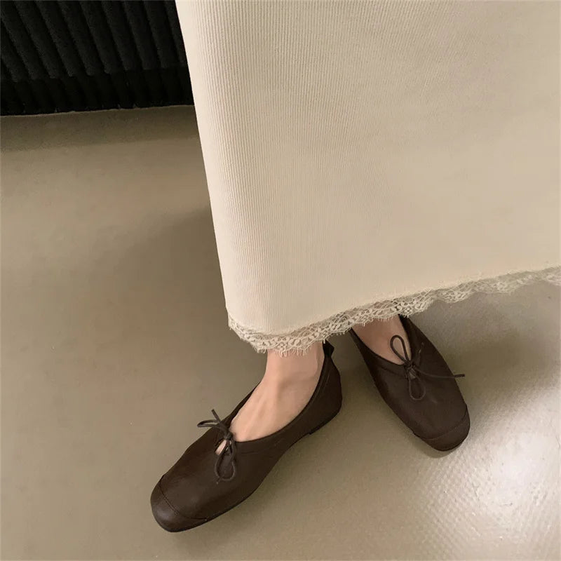 LIZAKOSHT  -  Women's Vintage Flats Comfortable Leather Ballet Shoes Female Soft Dress Shoes Mujer Slip On Loafers Mujer New Woman Shoes