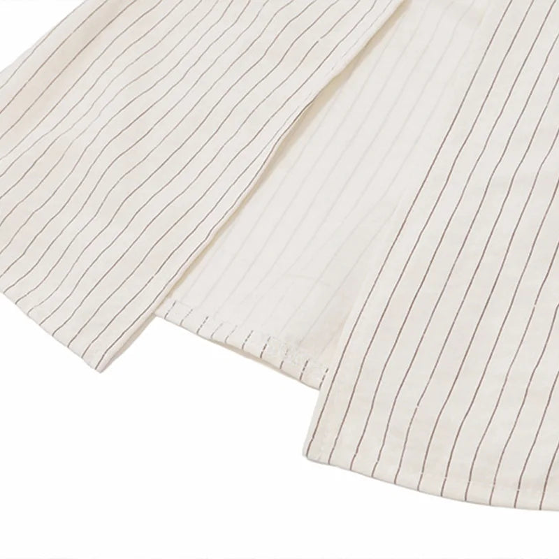 LIZAKOSHT  -  Lace Patchwork Contrast Sexy 2-Piece Club Outfits Female Stripe Print Full Sleeve Lacing Crop Cardigan+Mini Wrap Slit Skirt